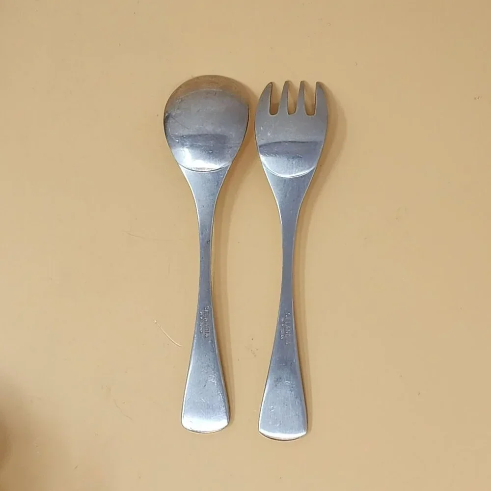 Vintage Selandia  Japan Stainless Steel Childs Fork & Spoon Set With Duck Design